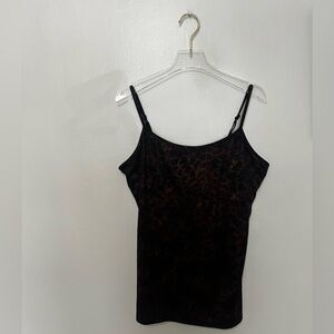EXPRESS | Black & Brown Leopard Print Camisole w/Shelf Bra, Size Medium